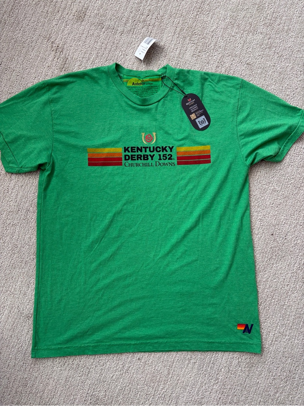 Aviator Nation Green Kentucky Derby 152 Stripe Graphic Tee